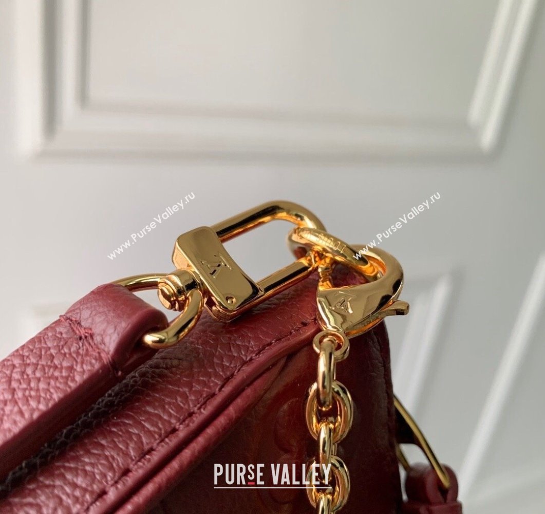 Louis Vuitton Easy Pouch on Strap Mini Bag in Monogram Leather M80349 Burgundy 2022 (KI-230907052)