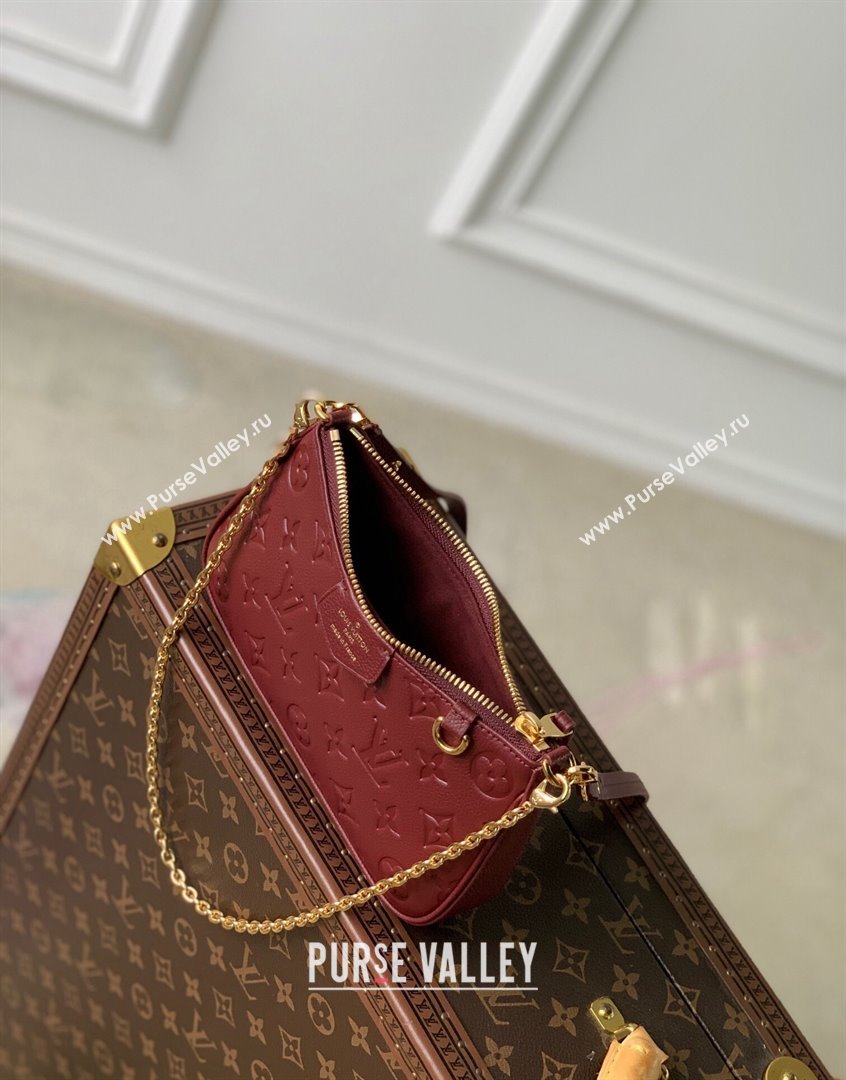 Louis Vuitton Easy Pouch on Strap Mini Bag in Monogram Leather M80349 Burgundy 2022 (KI-230907052)