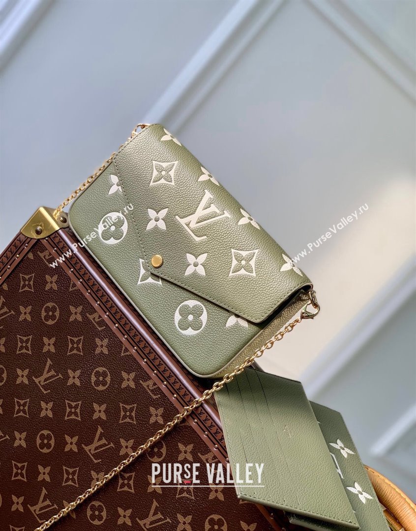 Louis Vuitton Felicie Pochette Mini Chain Bag in Monogram Leather M69977 Green 2023 (KI-230907049)