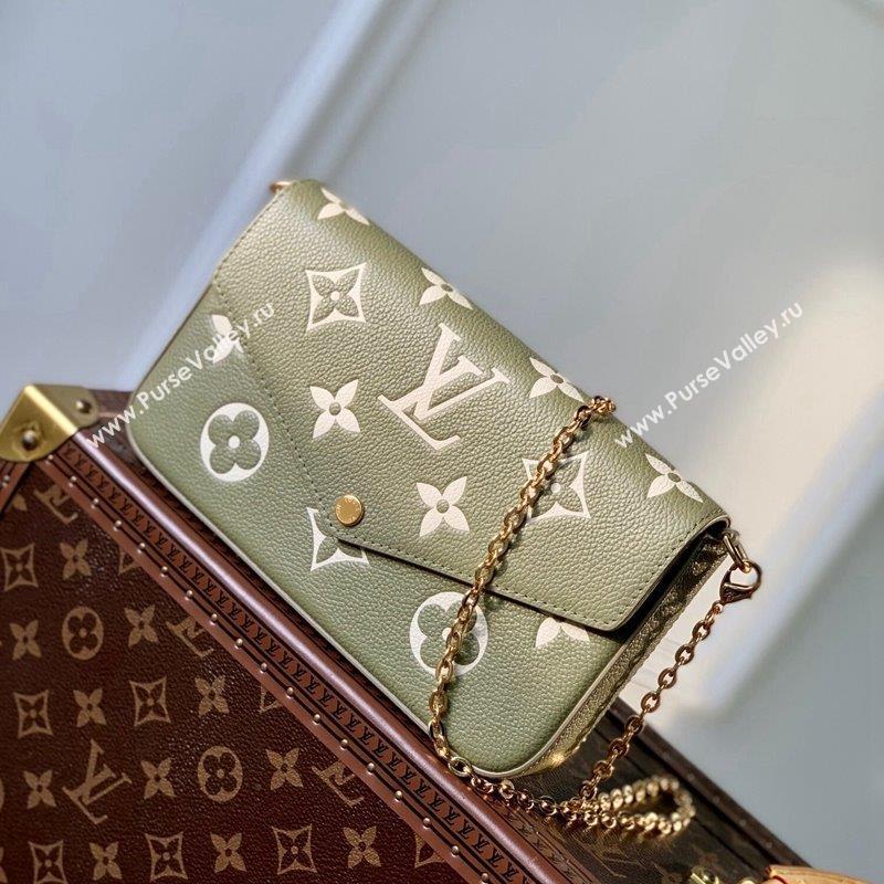 Louis Vuitton Felicie Pochette Mini Chain Bag in Monogram Leather M69977 Green 2023 (KI-230907049)