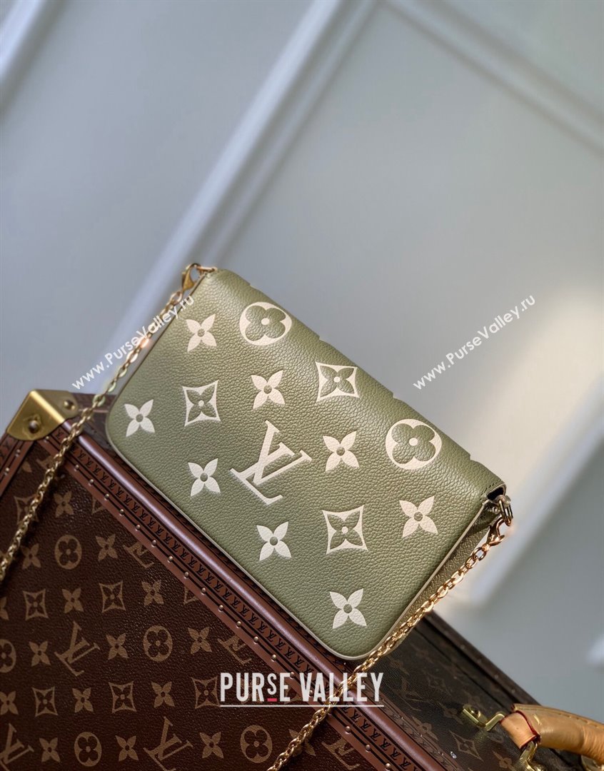 Louis Vuitton Felicie Pochette Mini Chain Bag in Monogram Leather M69977 Green 2023 (KI-230907049)