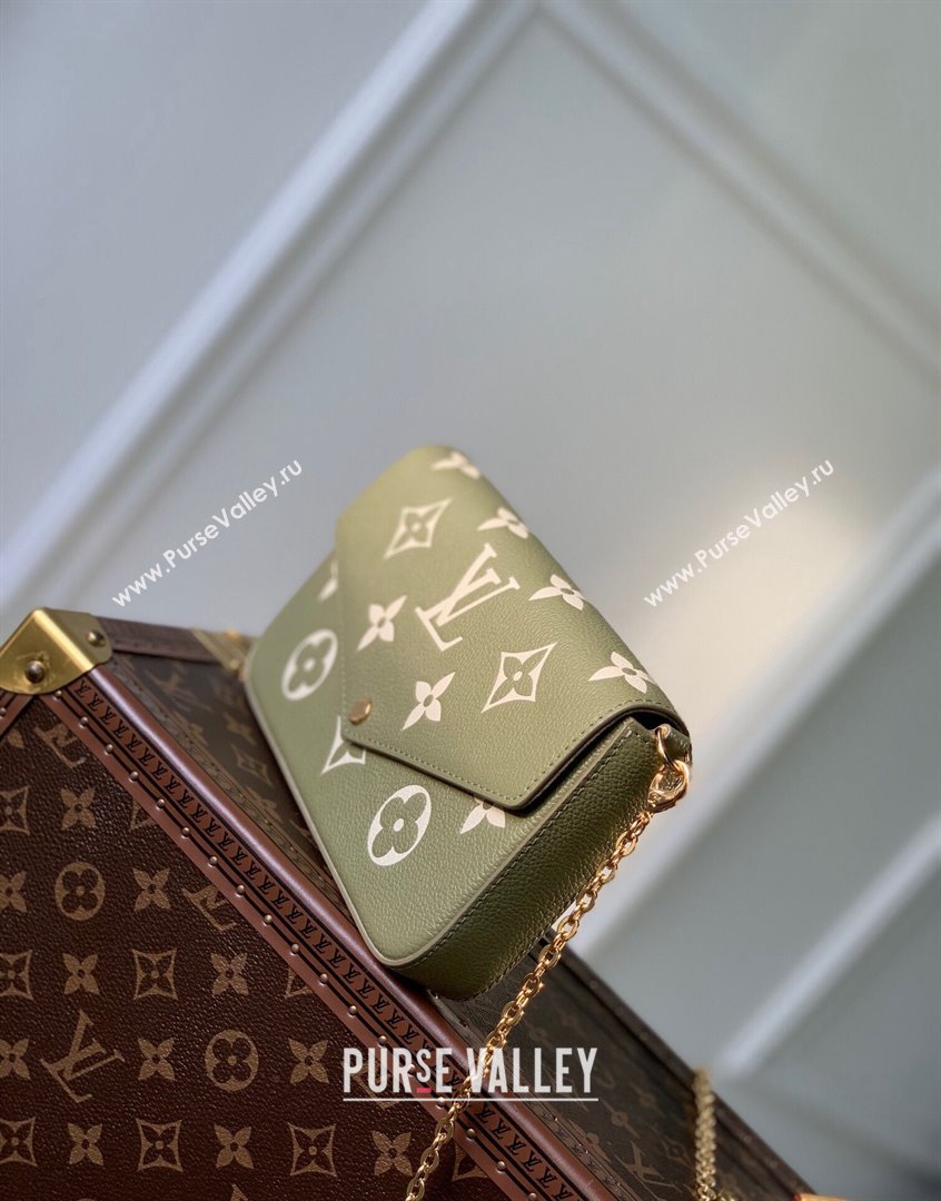 Louis Vuitton Felicie Pochette Mini Chain Bag in Monogram Leather M69977 Green 2023 (KI-230907049)