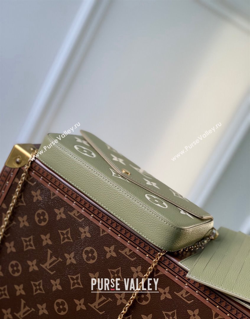 Louis Vuitton Felicie Pochette Mini Chain Bag in Monogram Leather M69977 Green 2023 (KI-230907049)