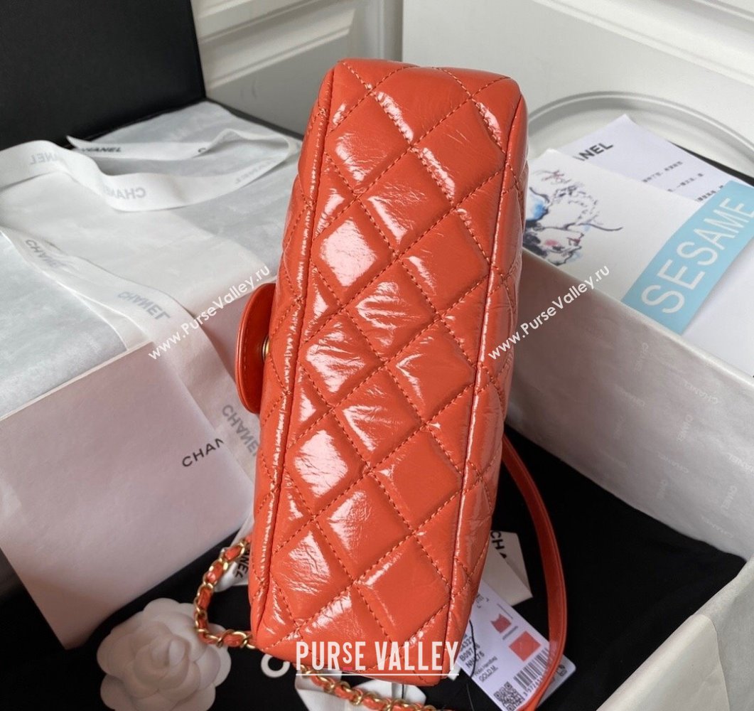 Chanel Shiny Crumpled Calfskin Hobo Bag AS4322 Orange 2023 (yezi-230907010)