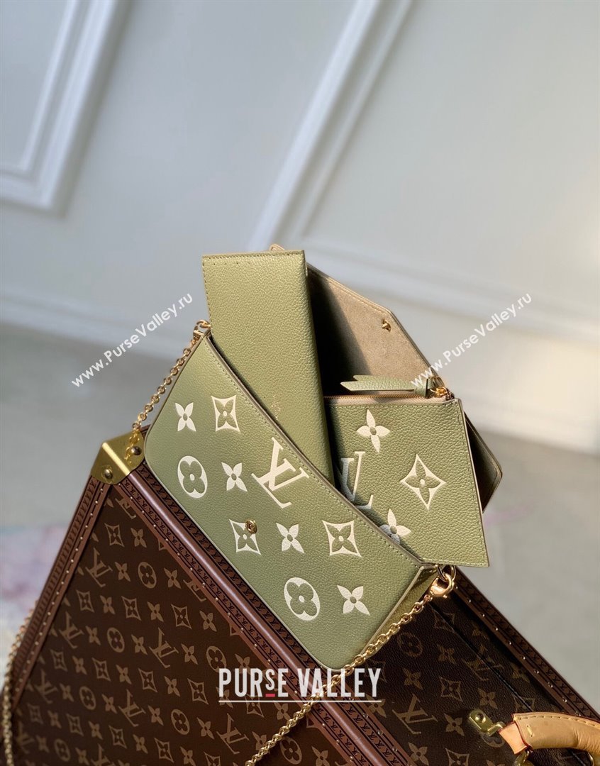 Louis Vuitton Felicie Pochette Mini Chain Bag in Monogram Leather M69977 Green 2023 (KI-230907049)