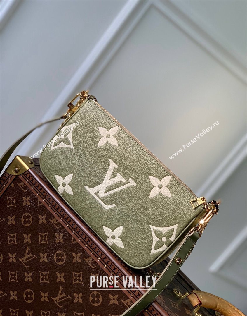 Louis Vuitton Multi Pochette Accessoires Shoulder Bag in Monogram Leather M45777 Green 2023 (KI-230907050)