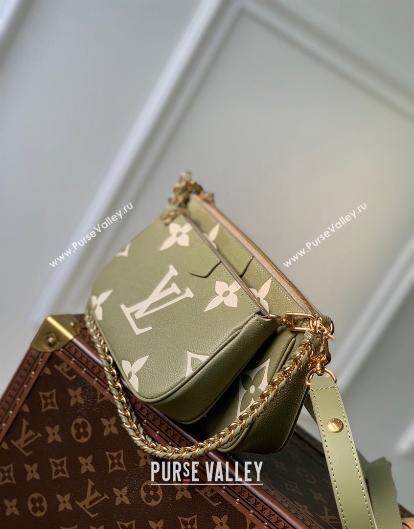 Louis Vuitton Multi Pochette Accessoires Shoulder Bag in Monogram Leather M45777 Green 2023 (KI-230907050)