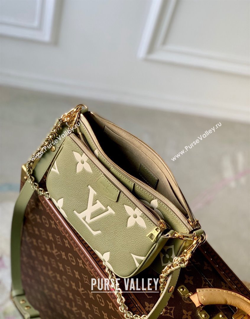 Louis Vuitton Multi Pochette Accessoires Shoulder Bag in Monogram Leather M45777 Green 2023 (KI-230907050)