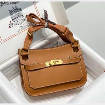 Hermes Jyspiere Mini bag in Swift Leather with Canvas Strap Brown/Gold 2023 0908 (FL-230908004)