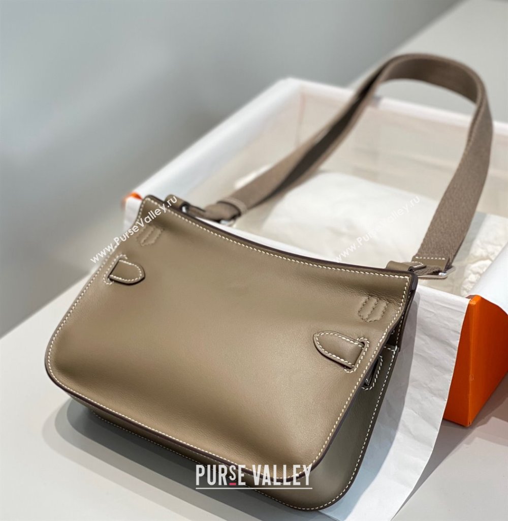 Hermes Jyspiere Mini bag in Swift Leather with Canvas Strap Elephant Grey/Silver 2023 0908 (FL-230908005)