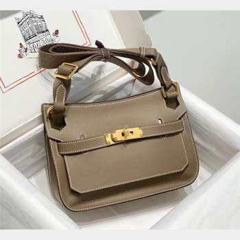 Hermes Jyspiere Mini bag in Swift Leather with Canvas Strap Elephant Grey/Gold 2023 0908 (FL-230908006)