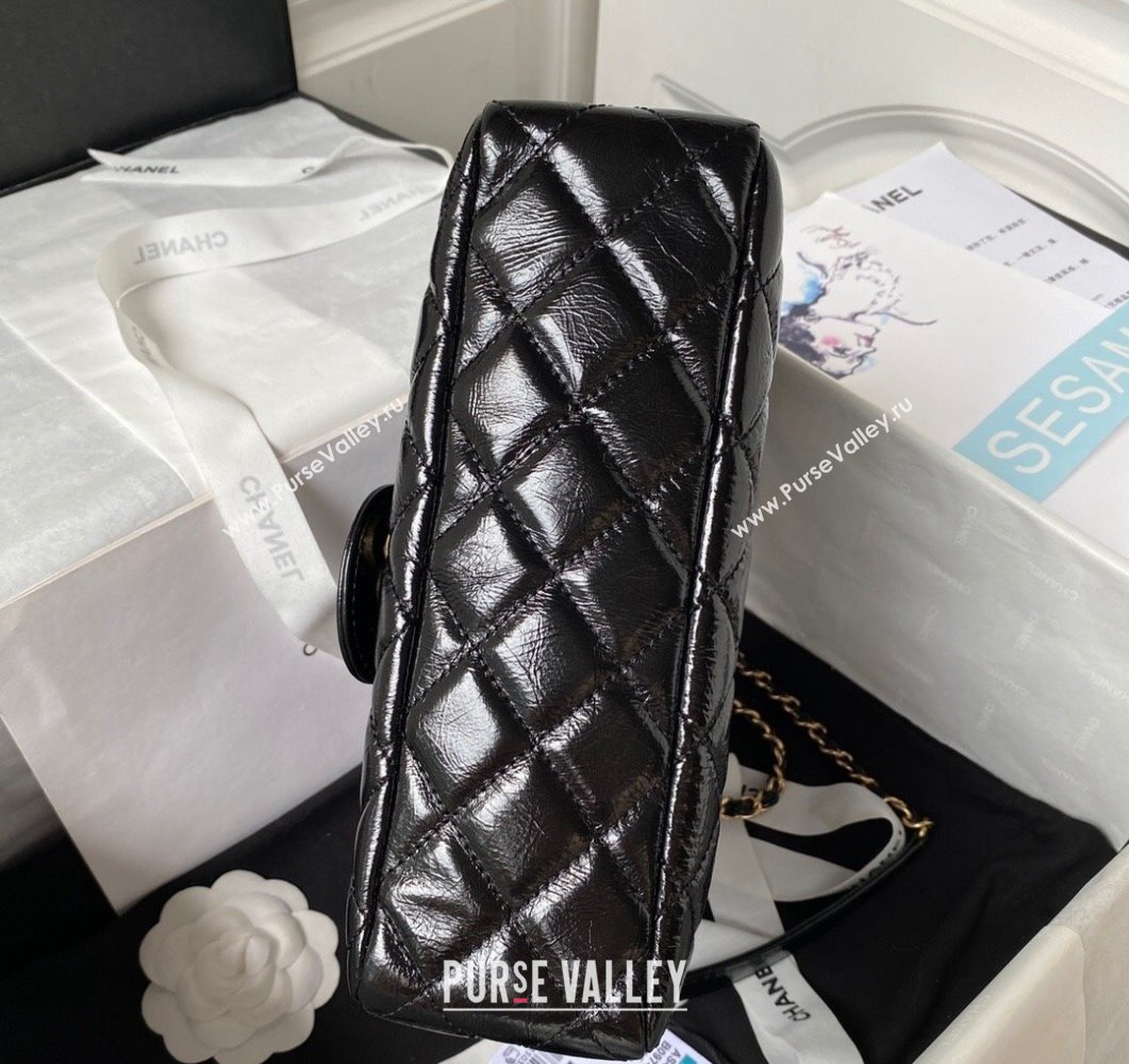 Chanel Shiny Crumpled Calfskin Hobo Bag AS4322 Black 2023 (yezi-230907011)