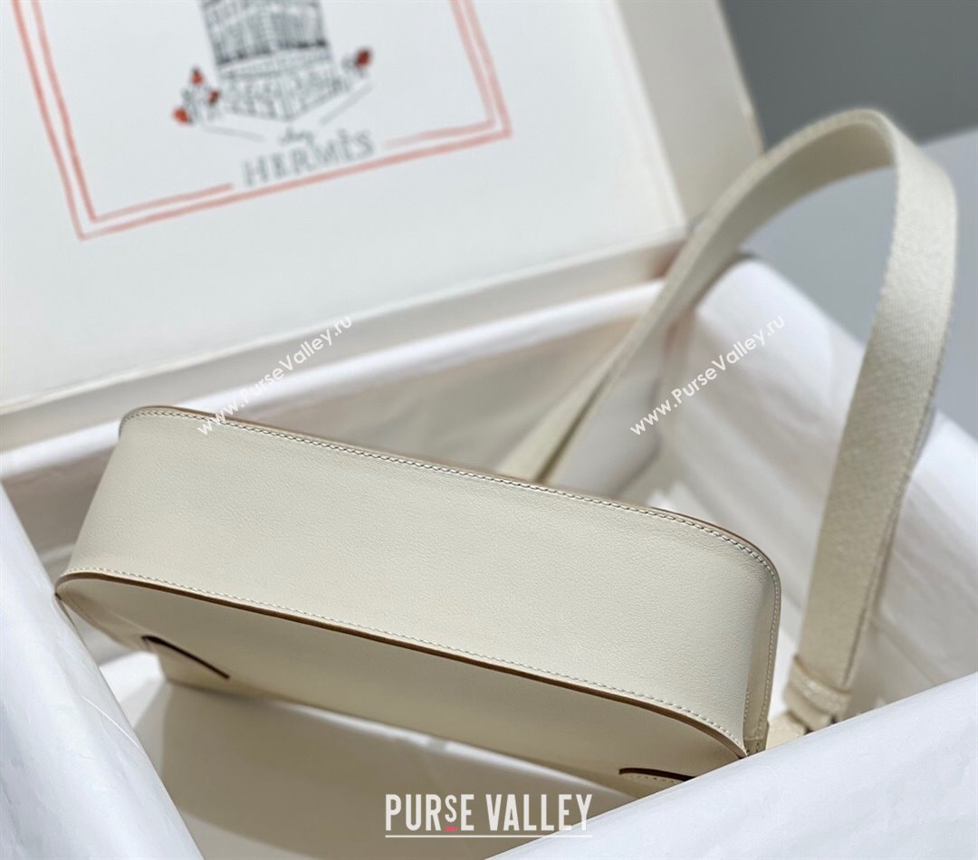 Hermes Jyspiere Mini bag in Swift Leather with Canvas Strap Cream White/Silver 2023 0908 (FL-230908008)