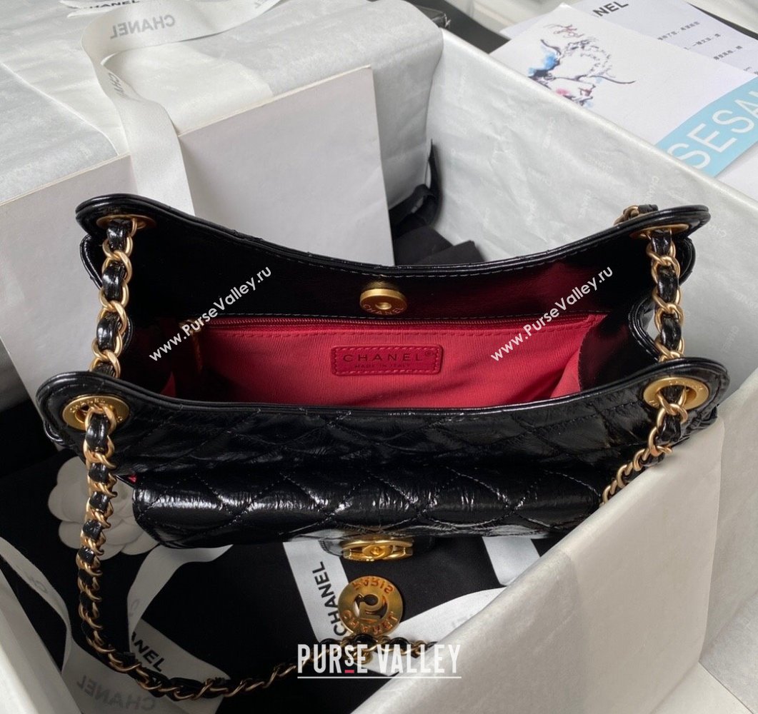 Chanel Shiny Crumpled Calfskin Hobo Bag AS4322 Black 2023 (yezi-230907011)