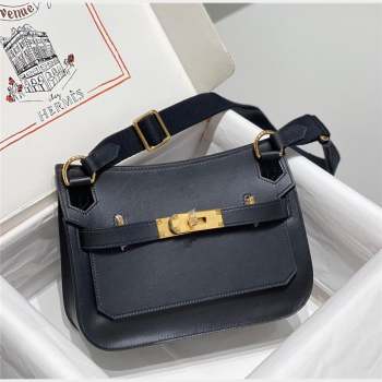 Hermes Jyspiere Mini bag in Swift Leather with Canvas Strap Black/Gold 2023 0908 (FL-230908010)