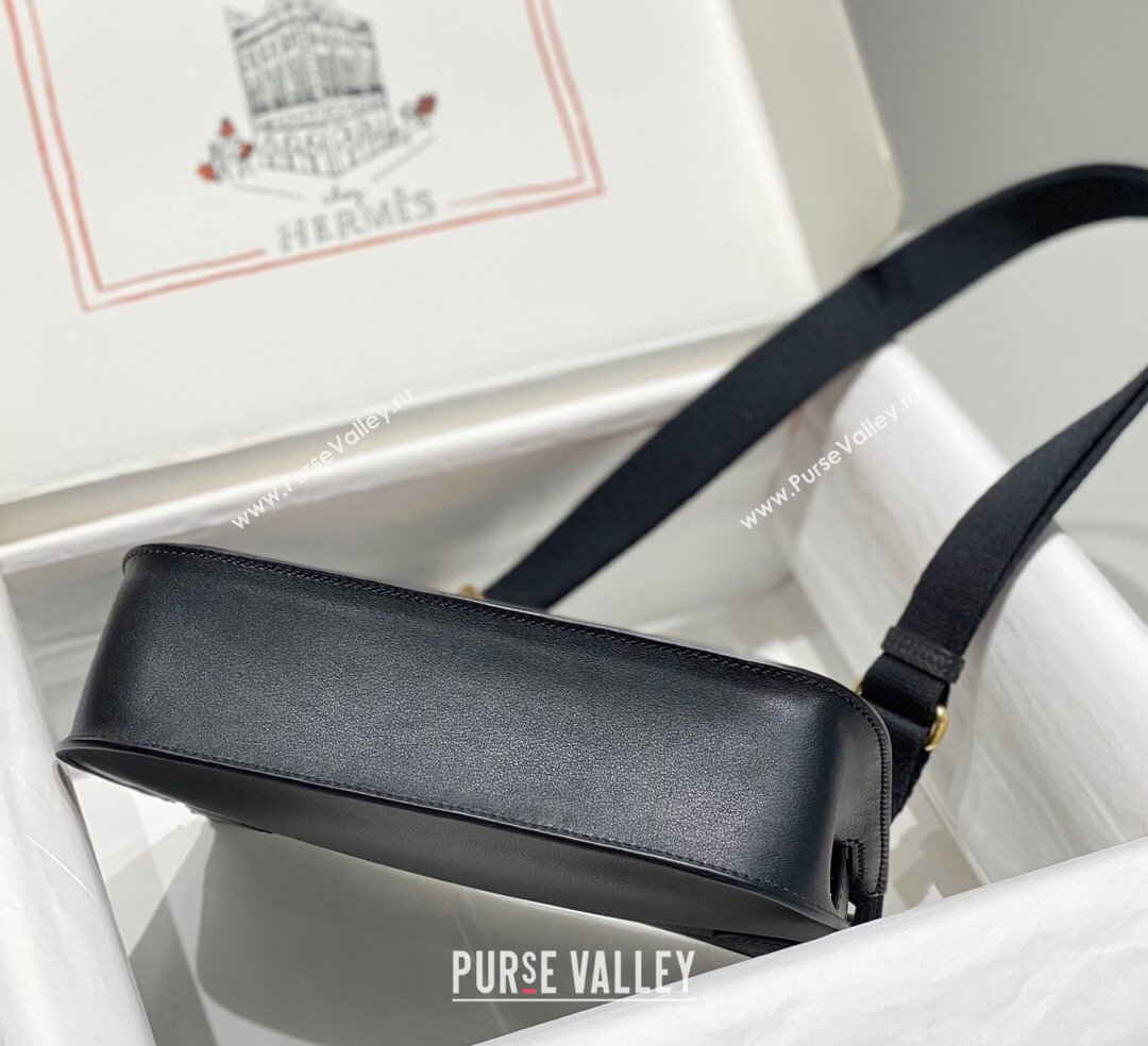 Hermes Jyspiere Mini bag in Swift Leather with Canvas Strap Black/Gold 2023 0908 (FL-230908010)