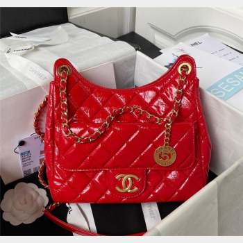 Chanel Shiny Crumpled Calfskin Hobo Bag AS4322 Red 2023 (yezi-230907012)