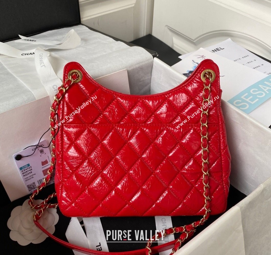 Chanel Shiny Crumpled Calfskin Hobo Bag AS4322 Red 2023 (yezi-230907012)