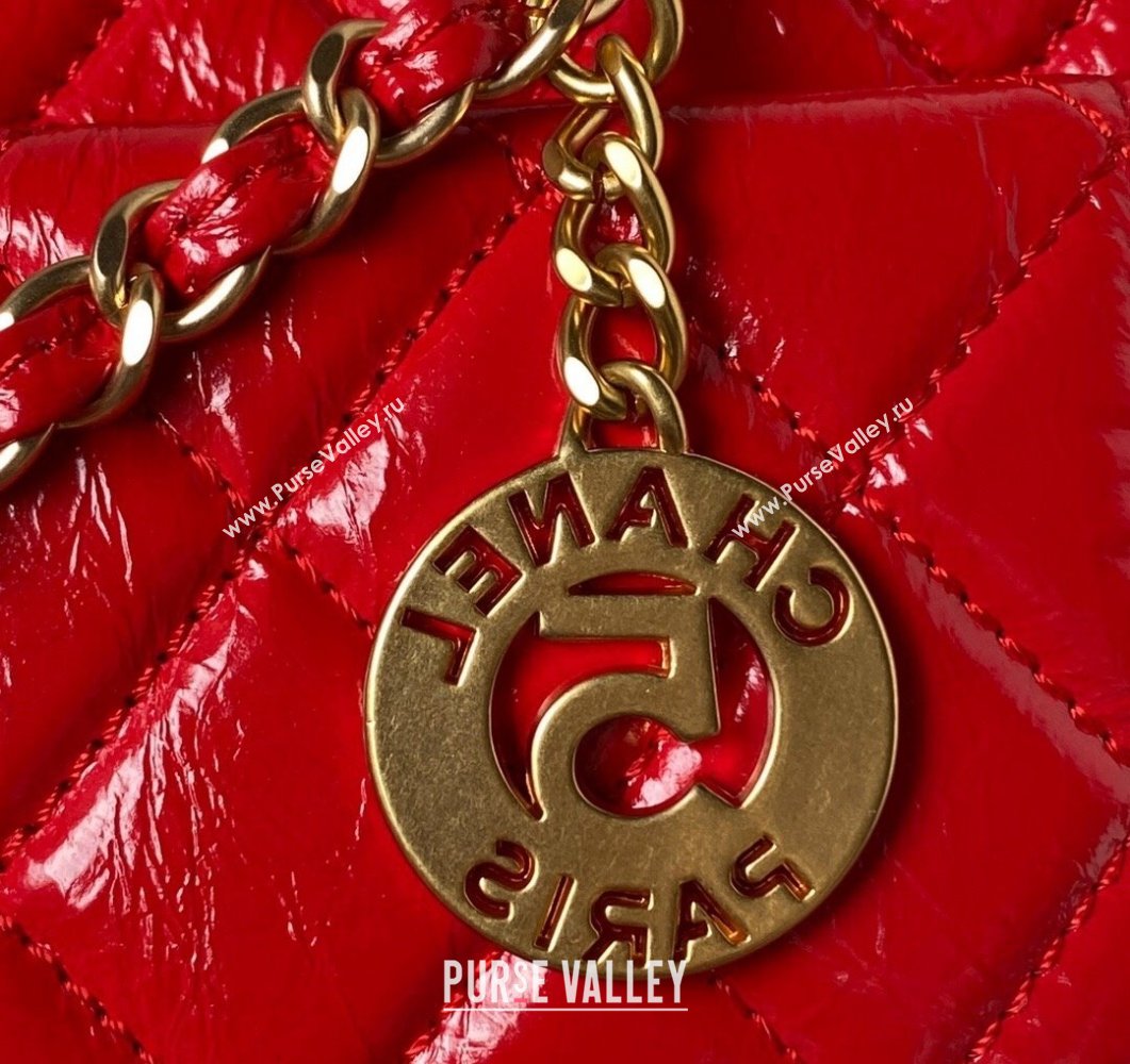 Chanel Shiny Crumpled Calfskin Hobo Bag AS4322 Red 2023 (yezi-230907012)