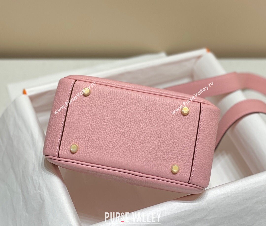 Hermes Lindy Mini Bag 19cm in Grainy Calfskin Milk Shake Pink 2023 (FL-230908014)