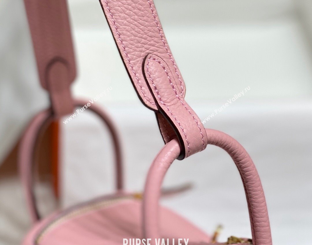 Hermes Lindy Mini Bag 19cm in Grainy Calfskin Milk Shake Pink 2023 (FL-230908014)