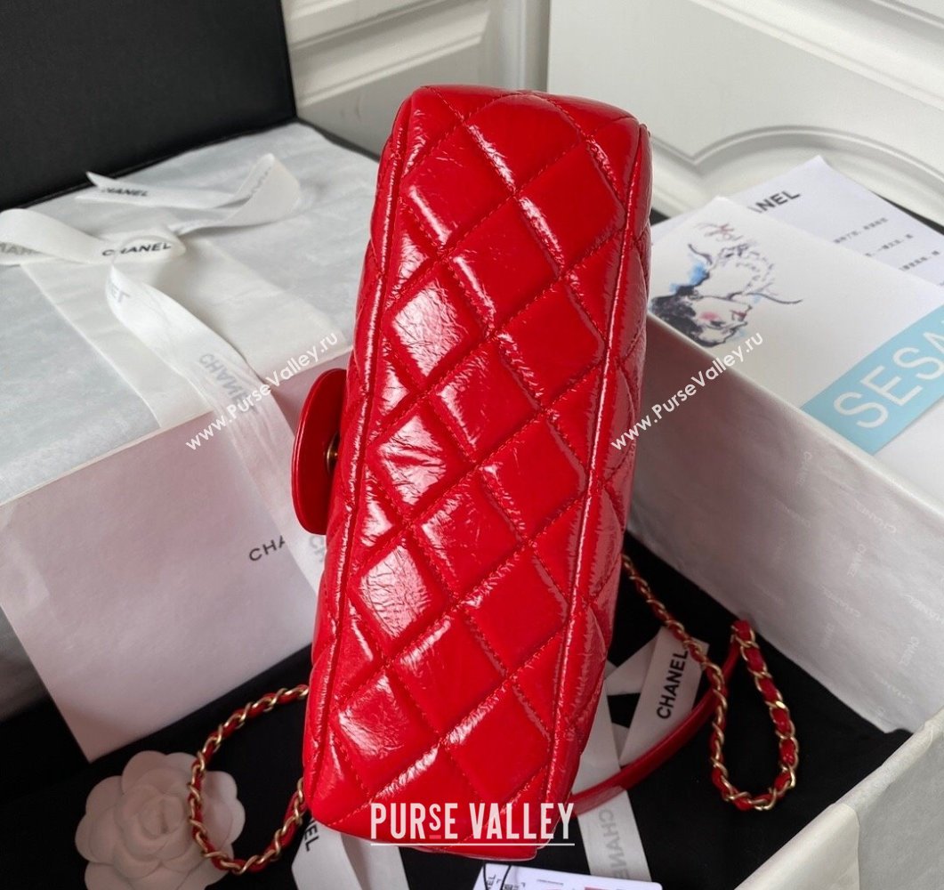 Chanel Shiny Crumpled Calfskin Hobo Bag AS4322 Red 2023 (yezi-230907012)