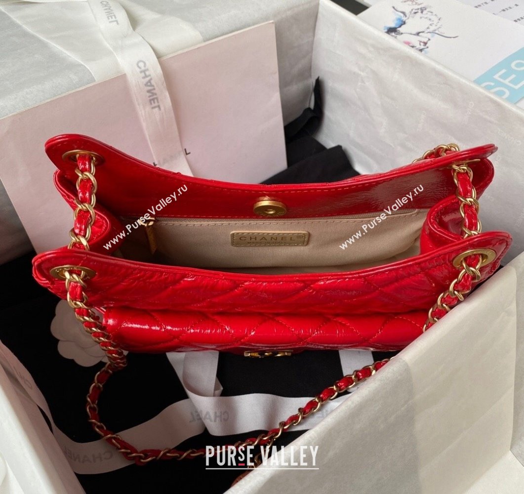 Chanel Shiny Crumpled Calfskin Hobo Bag AS4322 Red 2023 (yezi-230907012)