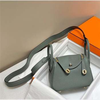 Hermes Lindy Mini Bag 19cm in Grainy Calfskin Almond Green 2023 (FL-230908017)