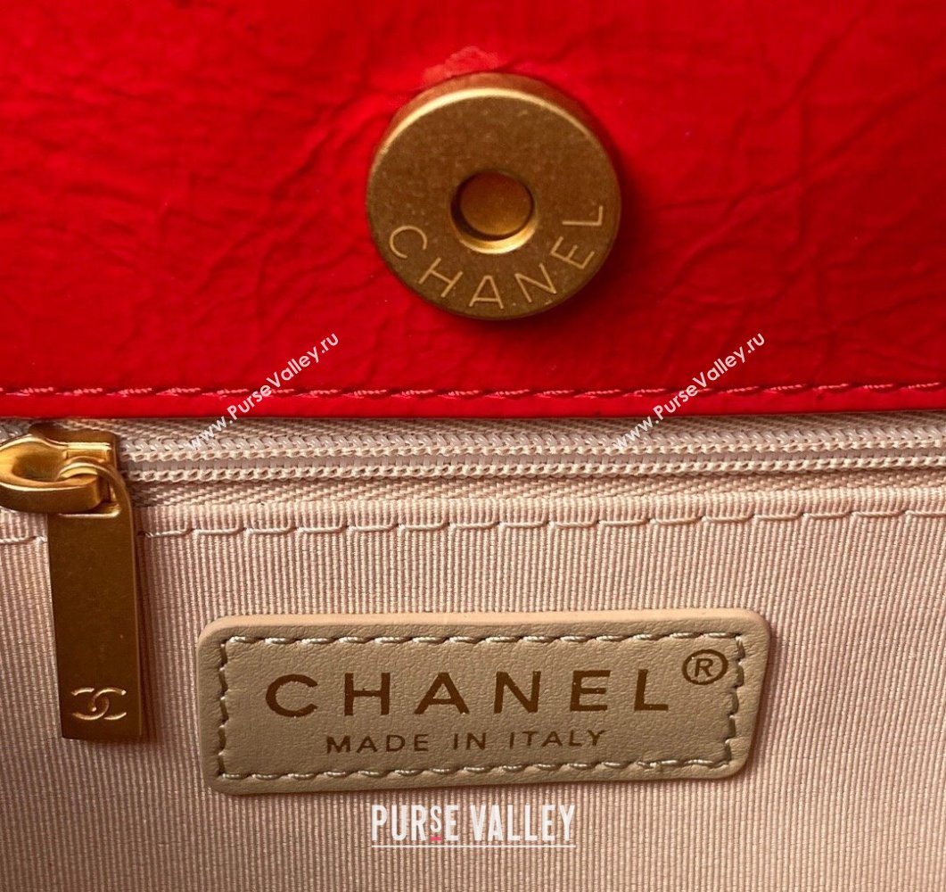 Chanel Shiny Crumpled Calfskin Hobo Bag AS4322 Red 2023 (yezi-230907012)