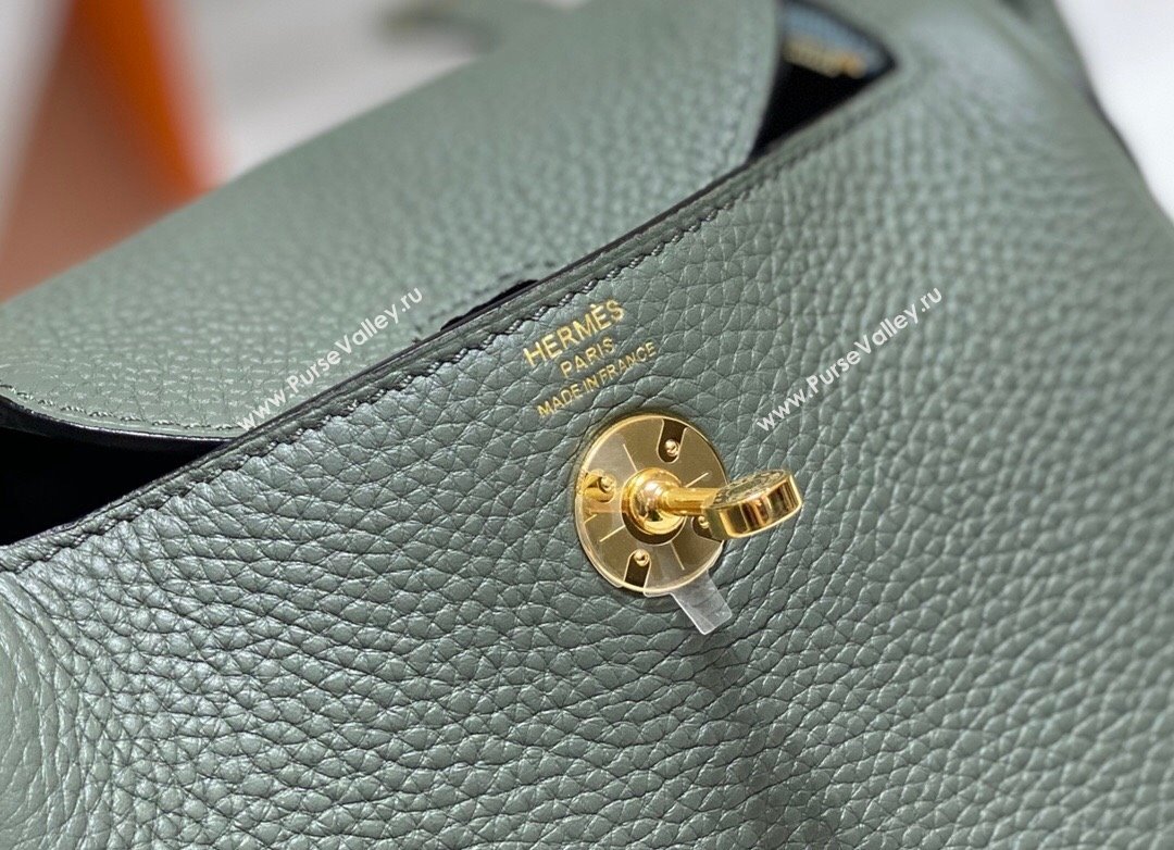 Hermes Lindy Mini Bag 19cm in Grainy Calfskin Almond Green 2023 (FL-230908017)