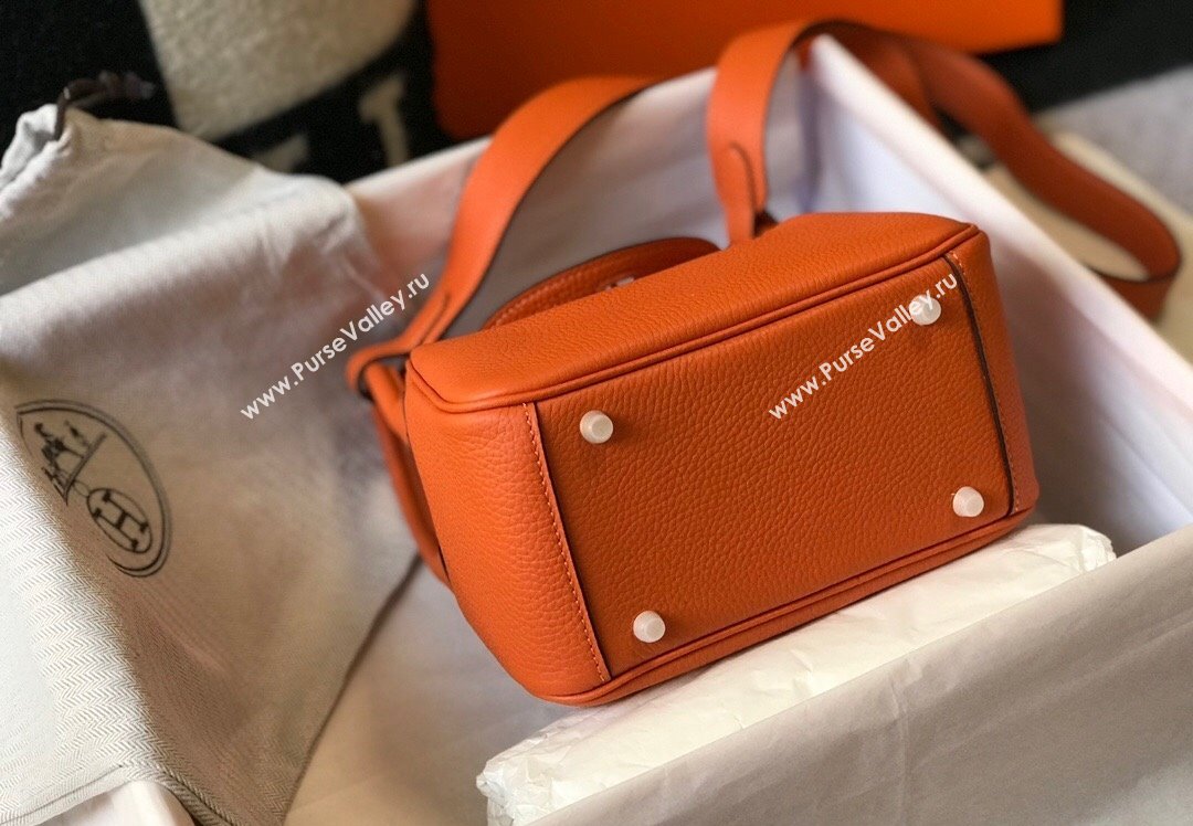 Hermes Lindy Mini Bag 19cm in Grainy Calfskin Fire Orange 2023 (FL-230908018)