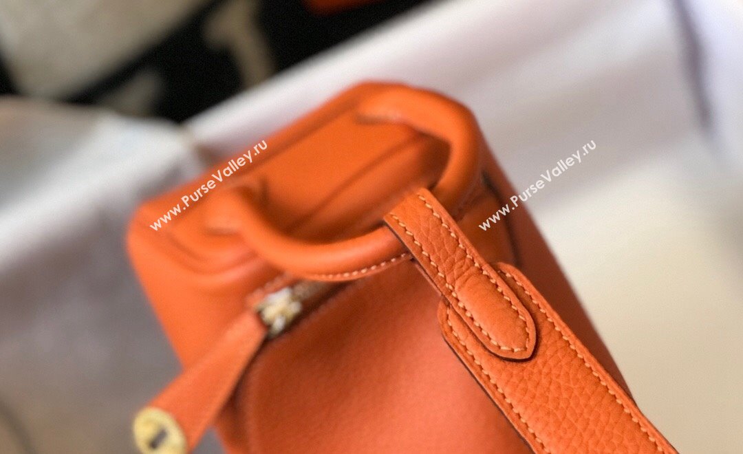 Hermes Lindy Mini Bag 19cm in Grainy Calfskin Fire Orange 2023 (FL-230908018)