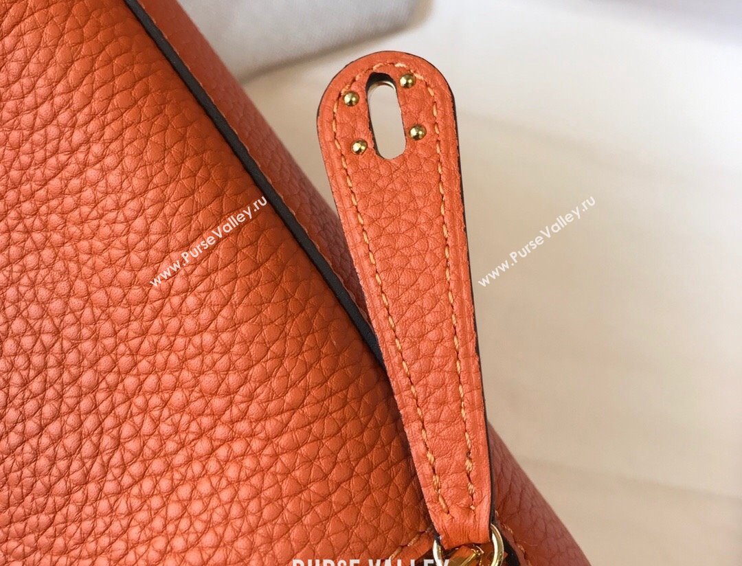 Hermes Lindy Mini Bag 19cm in Grainy Calfskin Fire Orange 2023 (FL-230908018)