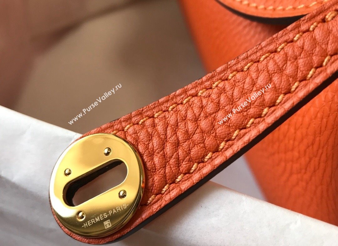 Hermes Lindy Mini Bag 19cm in Grainy Calfskin Fire Orange 2023 (FL-230908018)