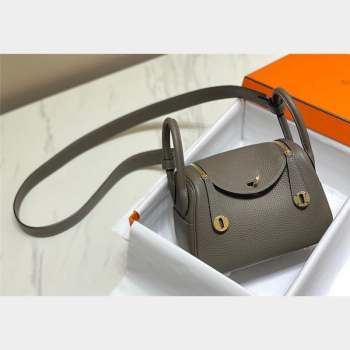 Hermes Lindy Mini Bag 19cm in Grainy Calfskin Tin Grey 2023 (FL-230908019)