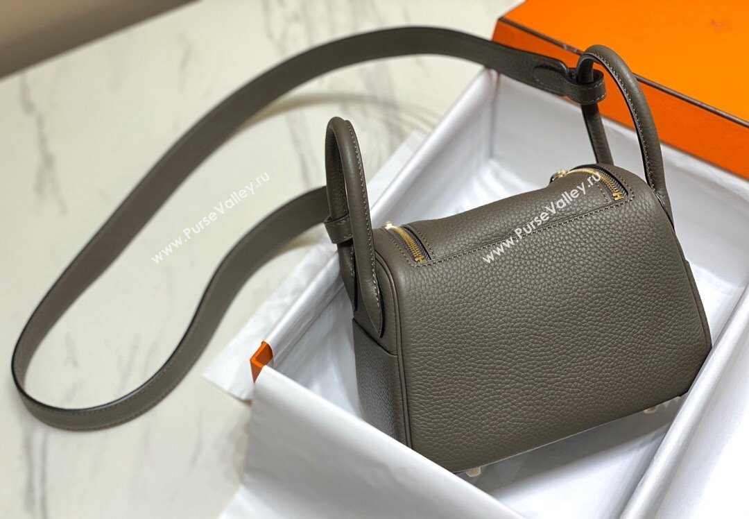 Hermes Lindy Mini Bag 19cm in Grainy Calfskin Tin Grey 2023 (FL-230908019)