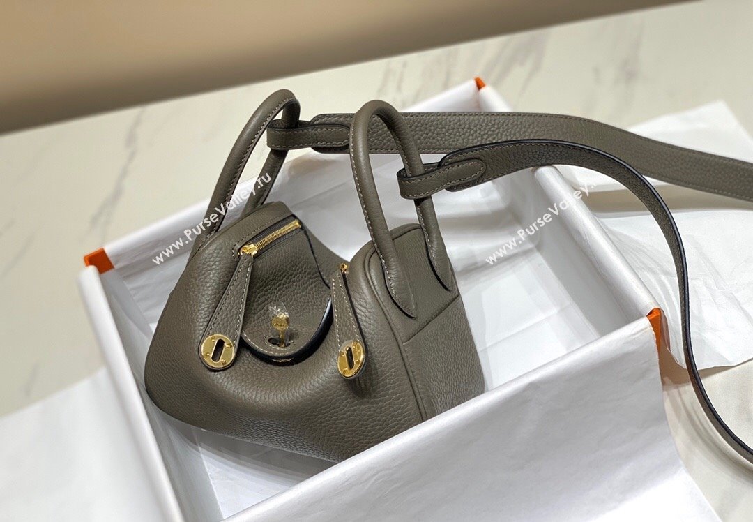 Hermes Lindy Mini Bag 19cm in Grainy Calfskin Tin Grey 2023 (FL-230908019)