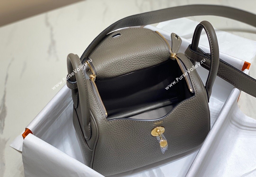 Hermes Lindy Mini Bag 19cm in Grainy Calfskin Tin Grey 2023 (FL-230908019)