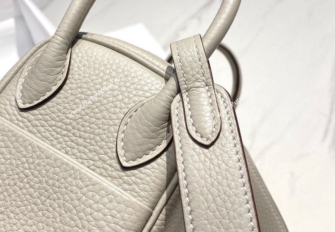 Hermes Lindy Mini Bag 19cm in Grainy Calfskin Pearly Grey 2023 (FL-230908020)