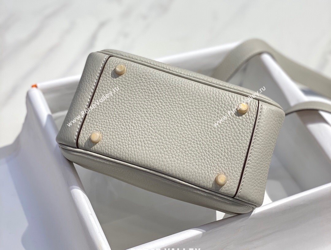 Hermes Lindy Mini Bag 19cm in Grainy Calfskin Pearly Grey 2023 (FL-230908020)