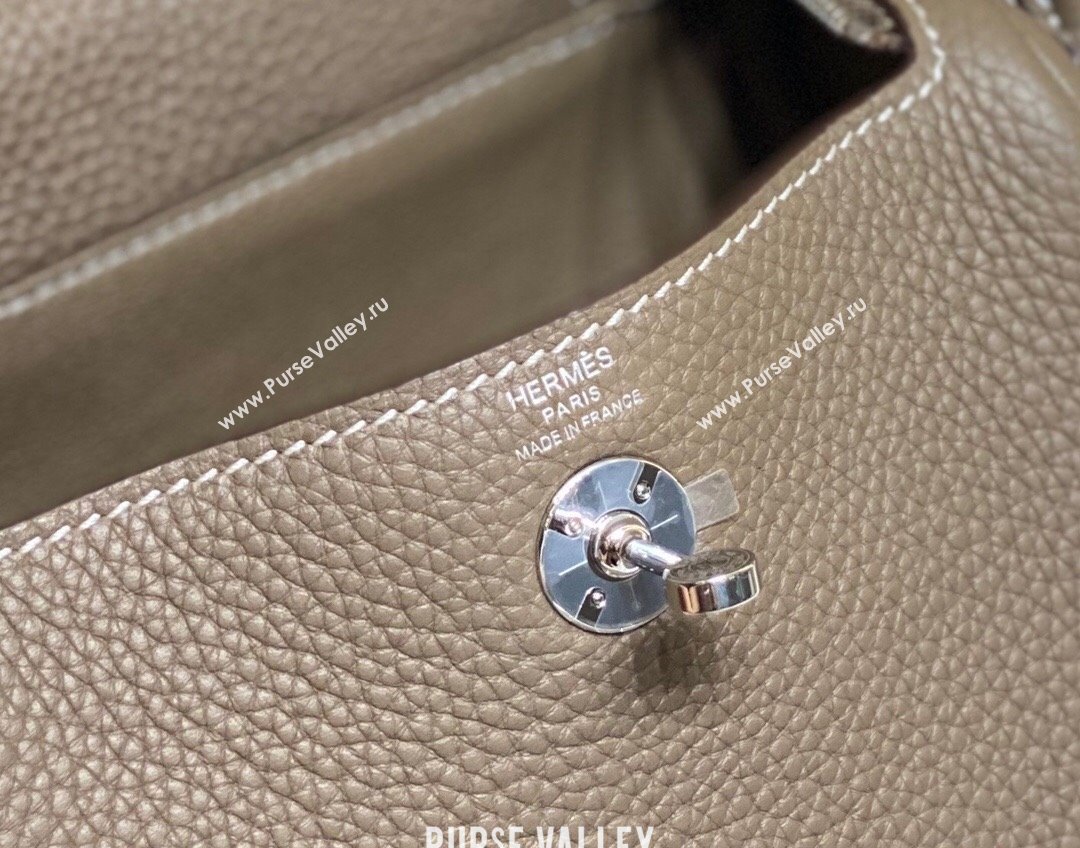 Hermes Lindy Mini Bag 19cm in Grainy Calfskin Elephant Grey/Silver 2023 (FL-230908024)