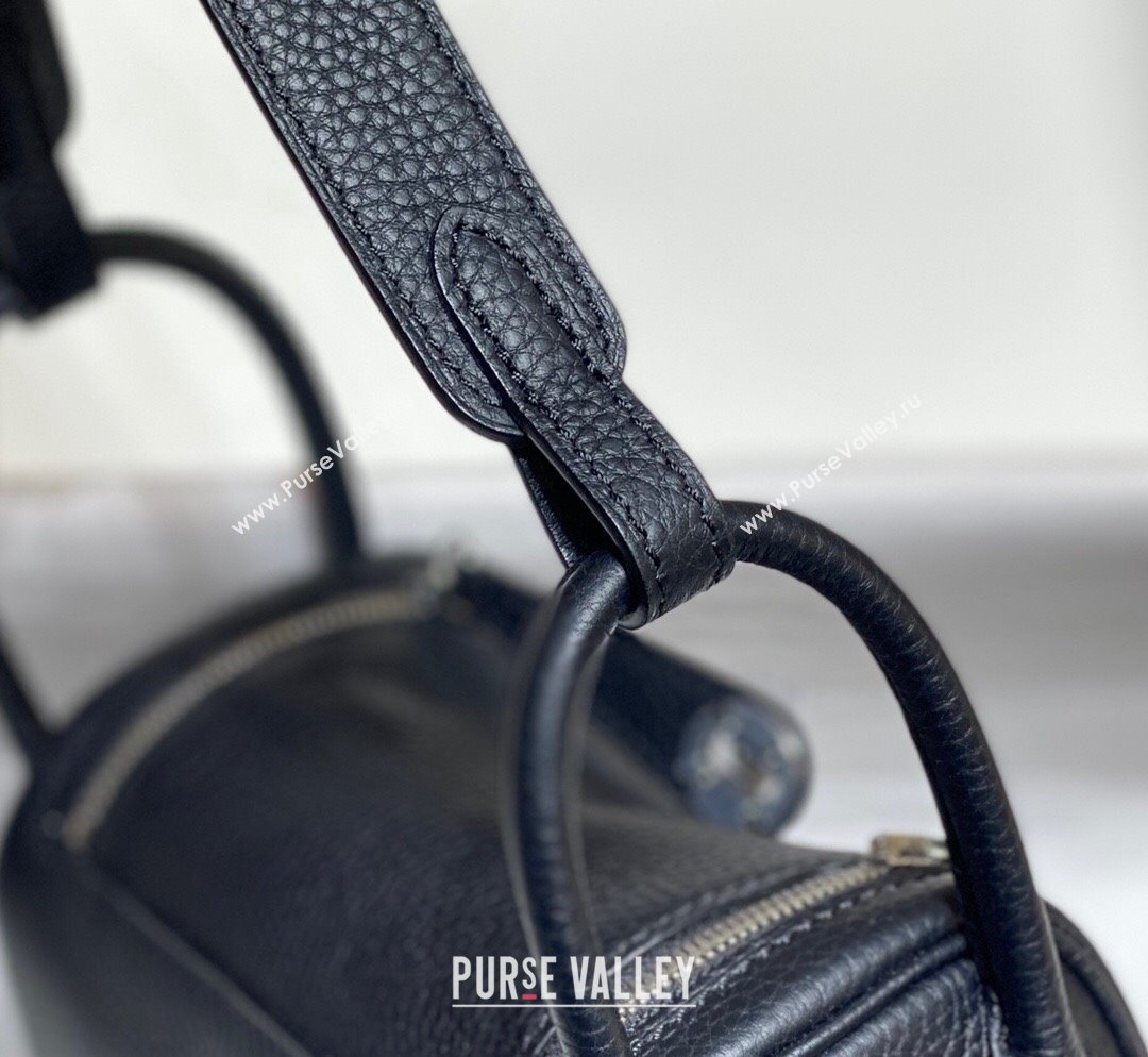 Hermes Lindy Mini Bag 19cm in Grainy Calfskin Black/Silver 2023 (FL-230908025)