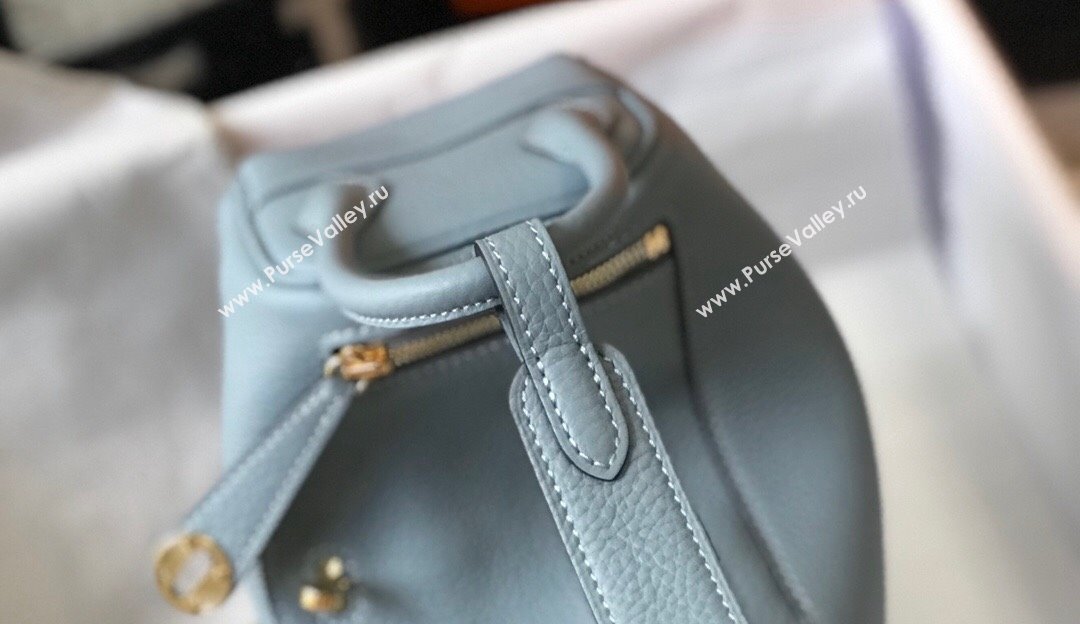 Hermes Lindy Mini Bag 19cm in Grainy Calfskin Flax Blue 2023 (FL-230908027)