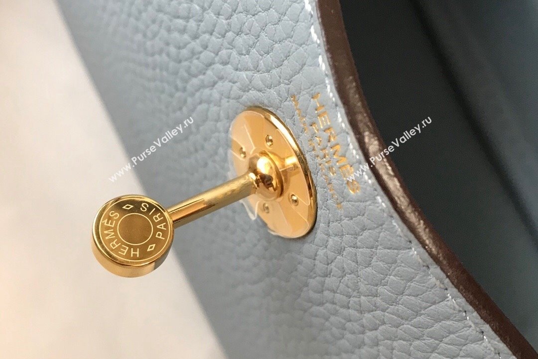 Hermes Lindy Mini Bag 19cm in Grainy Calfskin Flax Blue 2023 (FL-230908027)