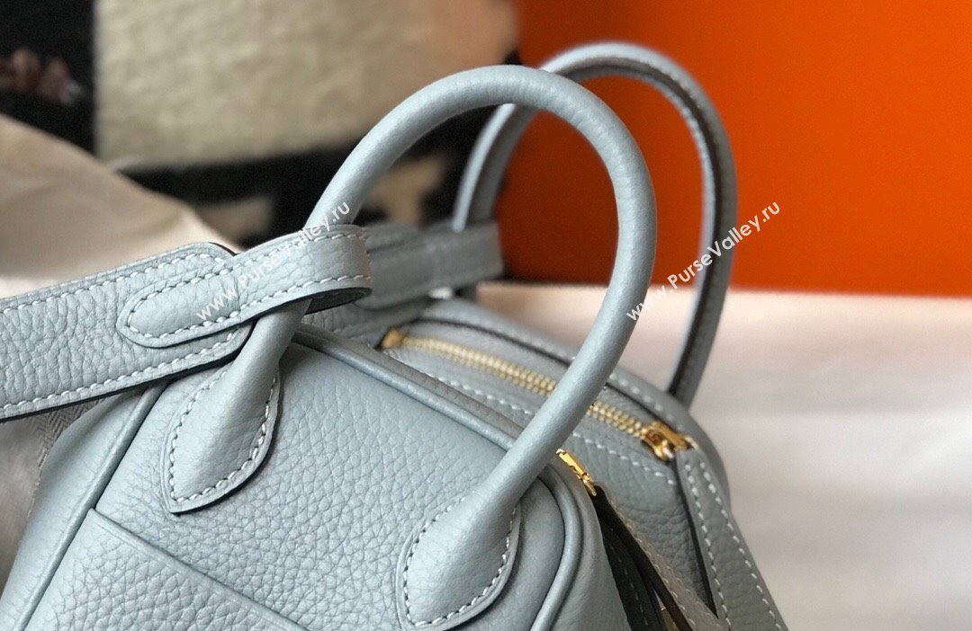 Hermes Lindy Mini Bag 19cm in Grainy Calfskin Flax Blue 2023 (FL-230908027)