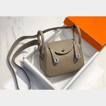 Hermes Lindy Mini Bag 19cm in Grainy Calfskin Dove Grey/Silver 2023 (FL-230908028)