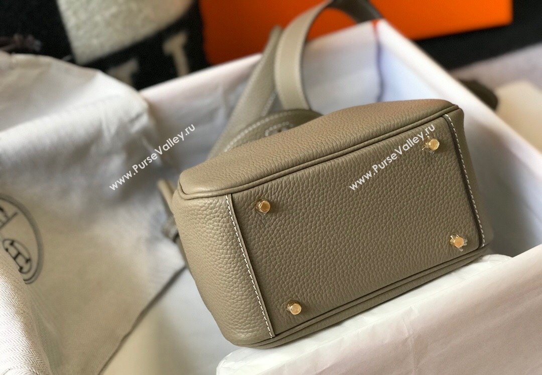 Hermes Lindy Mini Bag 19cm in Grainy Calfskin Dove Grey/Gold 2023 (FL-230908029)