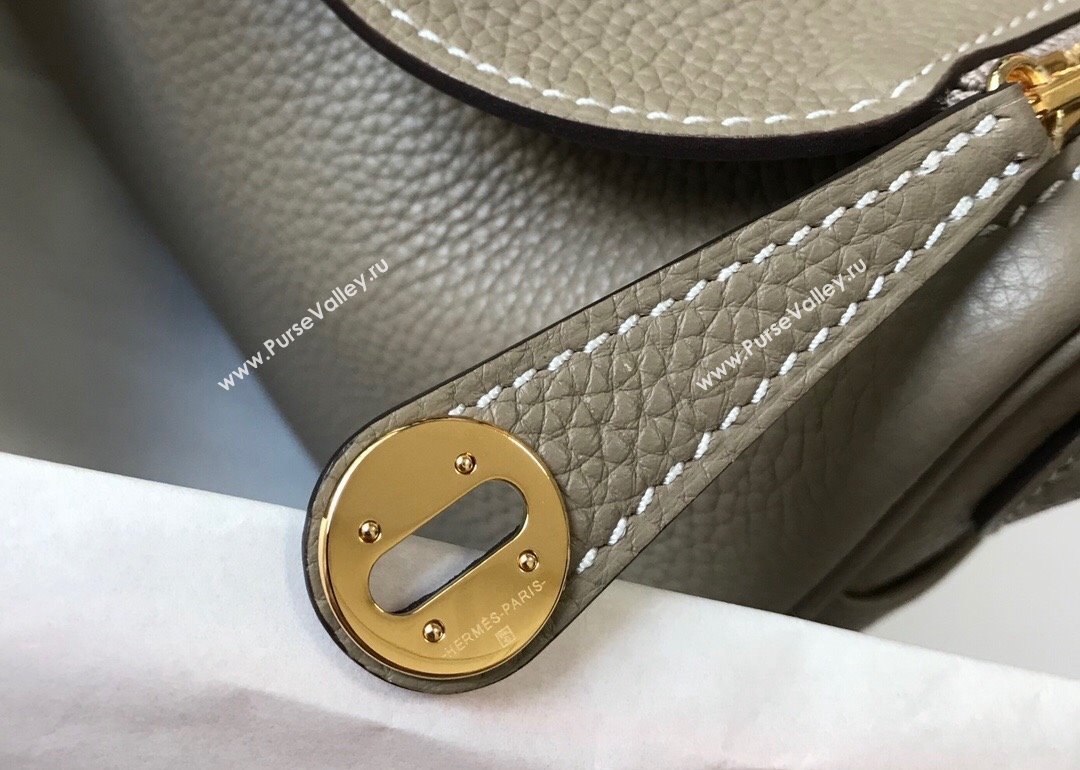 Hermes Lindy Mini Bag 19cm in Grainy Calfskin Dove Grey/Gold 2023 (FL-230908029)