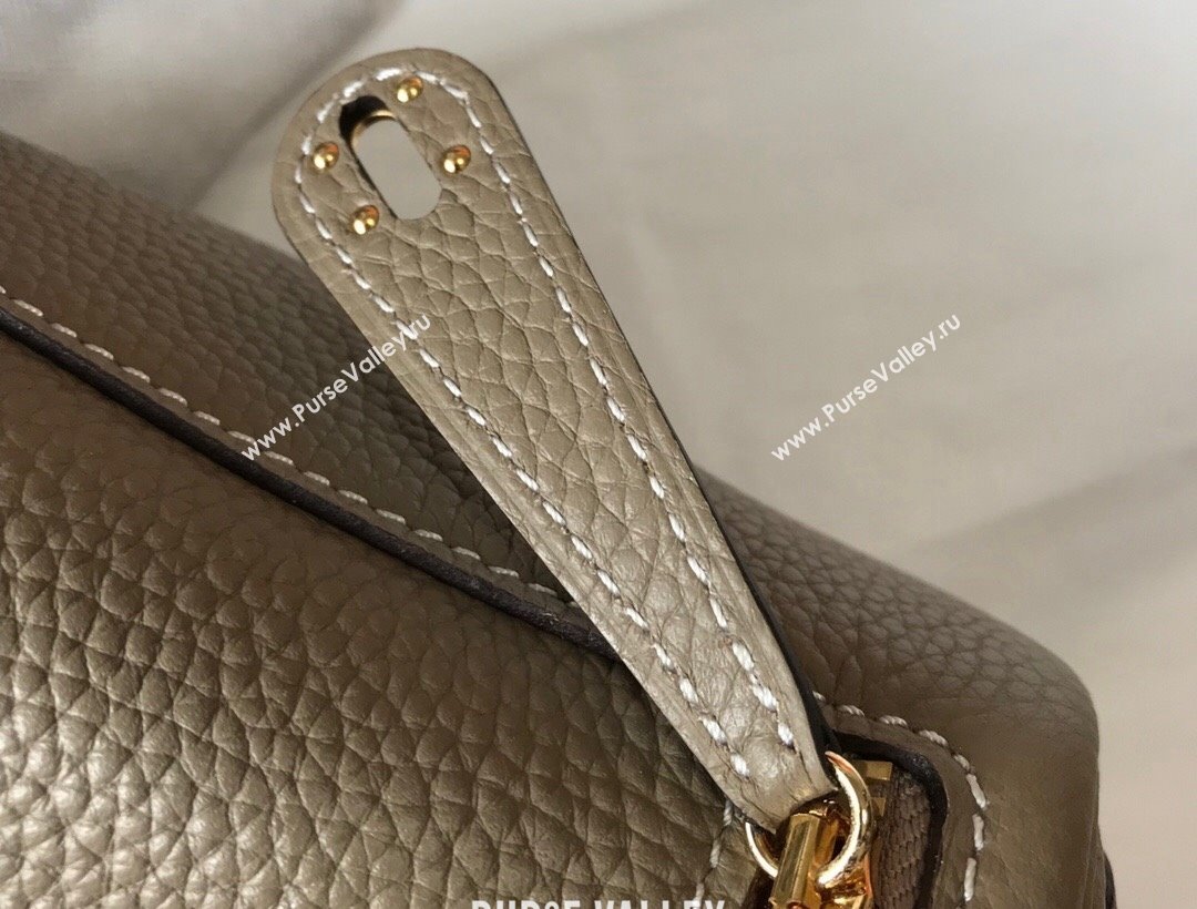 Hermes Lindy Mini Bag 19cm in Grainy Calfskin Dove Grey/Gold 2023 (FL-230908029)