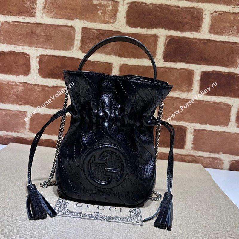 Gucci Blondie Leather Mini Bucket Bag 760313 Black 2023 (DLH-230908031)